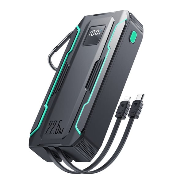 Joyroom Powerbank 22.5W 20000mAh med USB-C och Lightningkabel - Svart