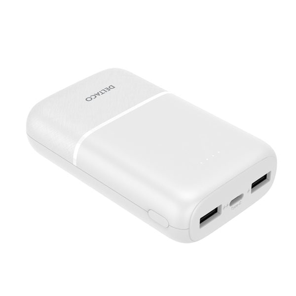 Deltaco Powerbank 10000mAh 2,1A, 10.5W 2xUSB, 1xUSB-C