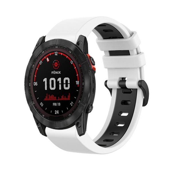 Silikonarmband till Garmin Tactix 7 26mm - Vit & Svart