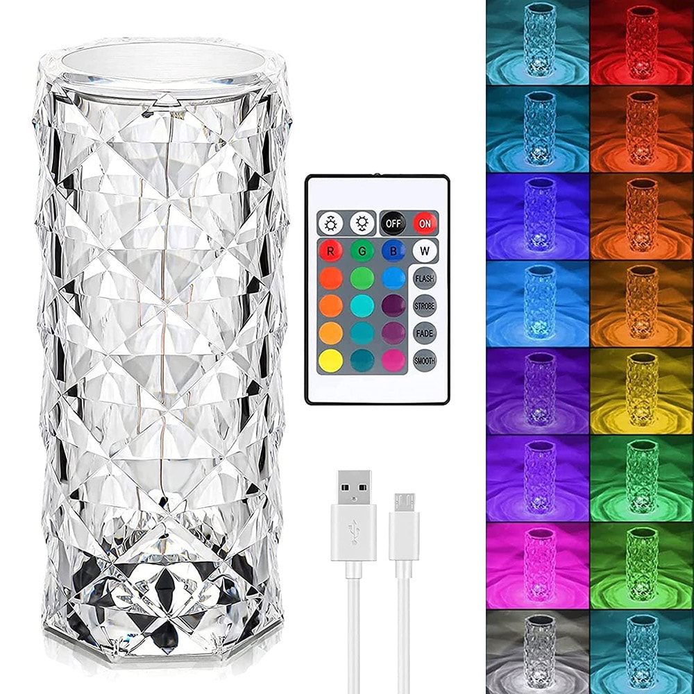 Bordslampa Crystal Diamond Lamp med touch och RGB-färger
