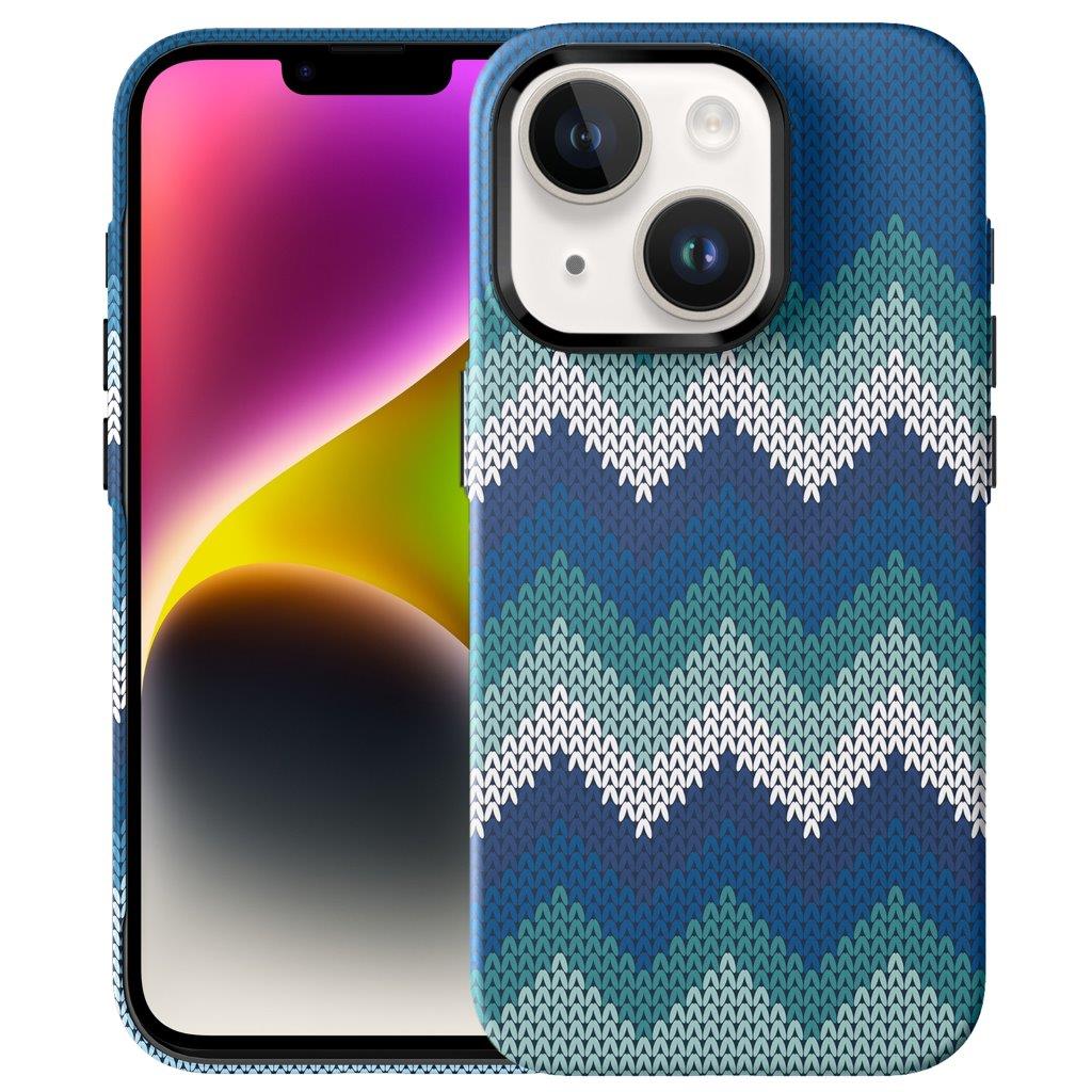 Tunt Bakskal till iPhone 15 Textildesign - Blå