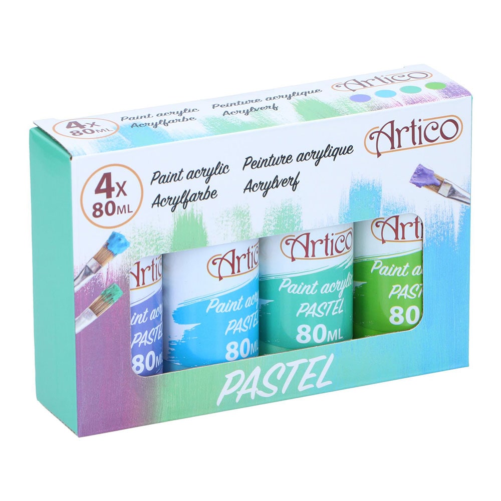 Artico Akrylfärg Pastell 80ml 4-pack - Blå/Grön/Lila