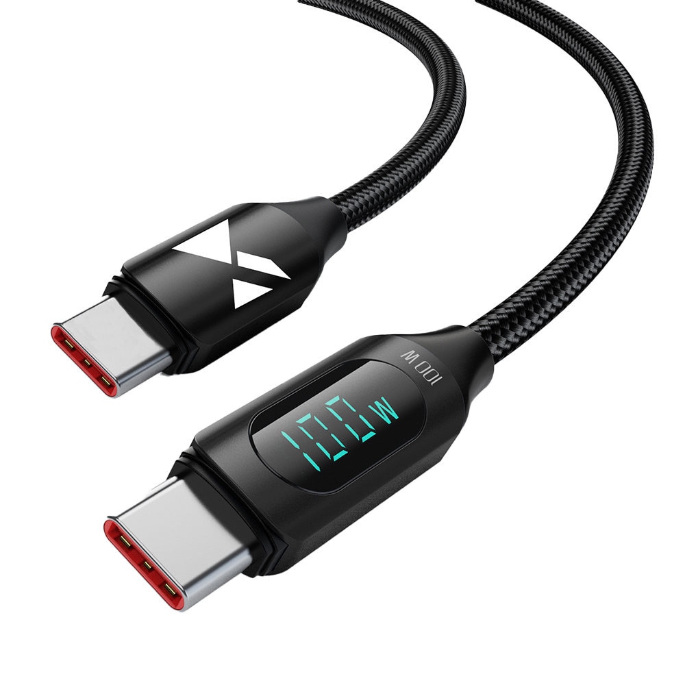 Wozinsky USB-C-Kabel PD 100W med Display 100W 1m - Svart