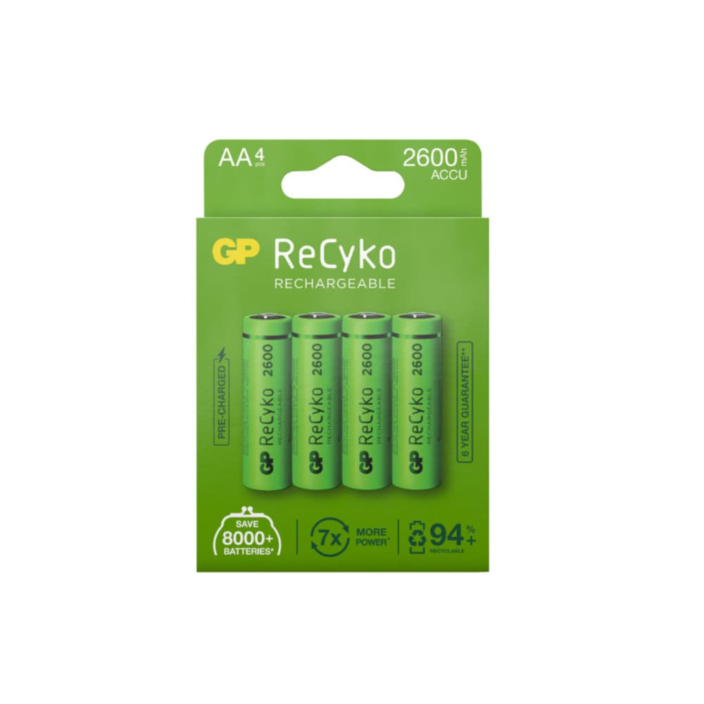 GP ReCyko Laddningsbart AA-batteri NiMH 2600mAh 4-pack