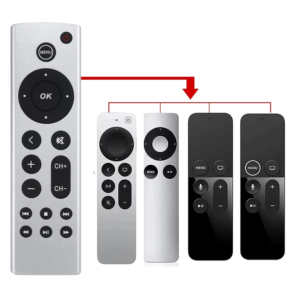 Fjärrkontroll till Apple TV 4K / HD A2169 A1842 A1625 utan Röststyrning - Silver