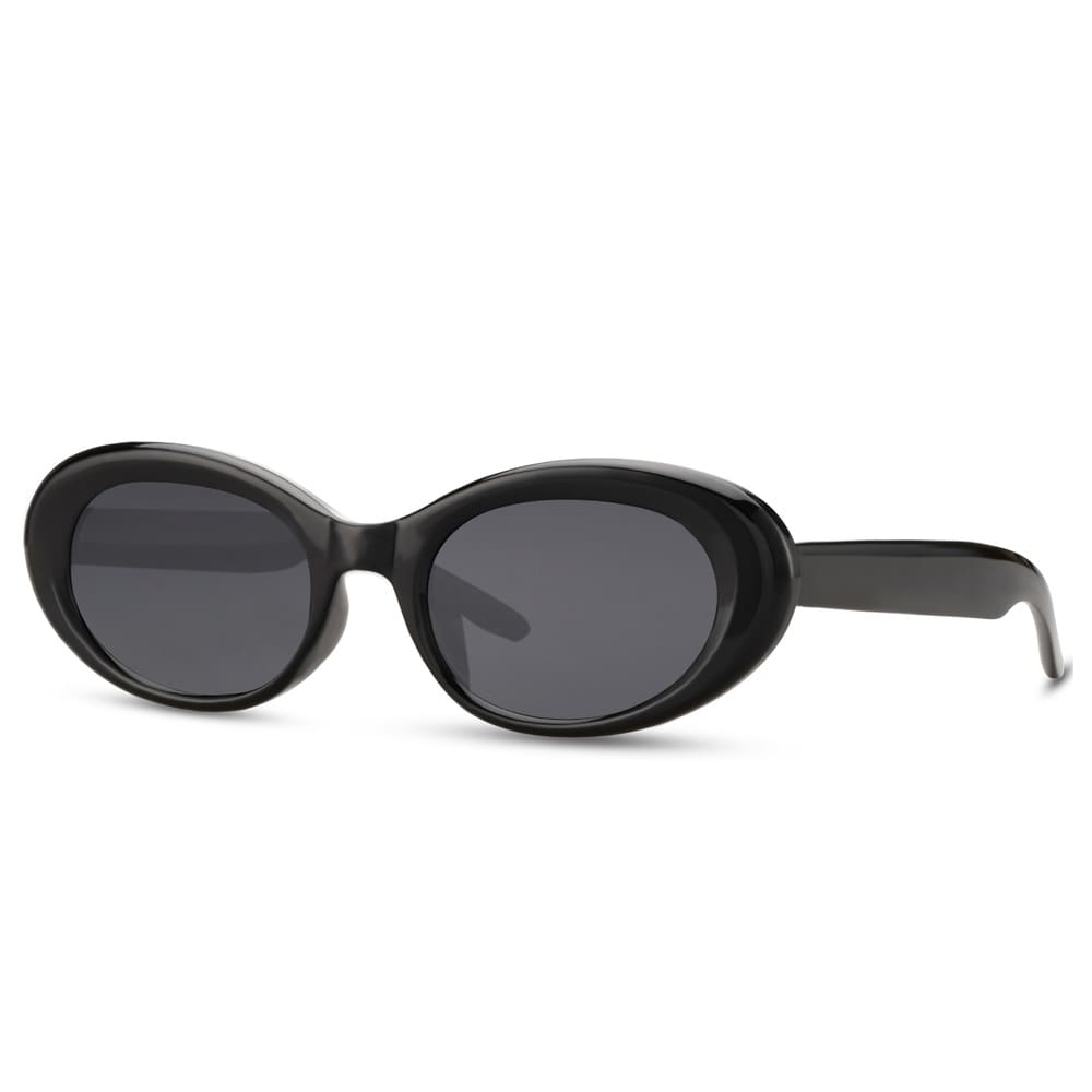 Ovala Solglasögon - Svarta med svart lins