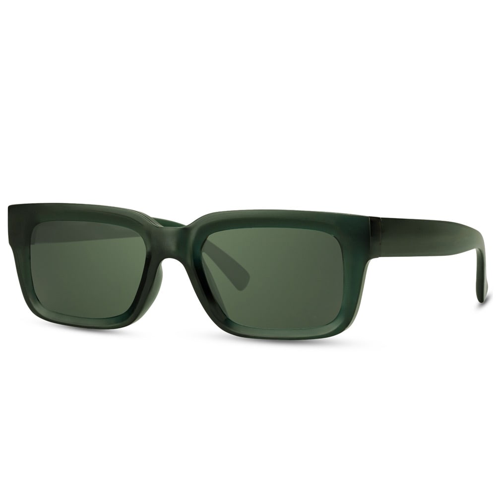 Svarta solglasögon med grön lins
