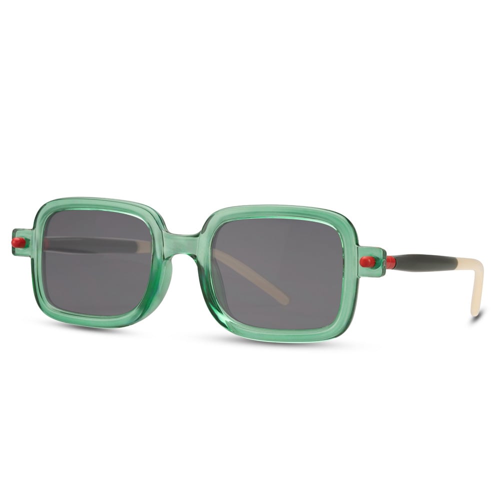 Fyrkantiga glasögon - Gröna med svart lins