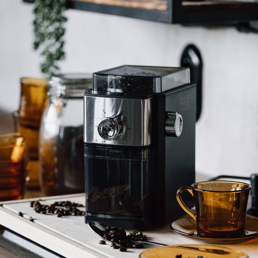 Elektrisk burr grinder/kaffekvarn med justerbar malningsgrad