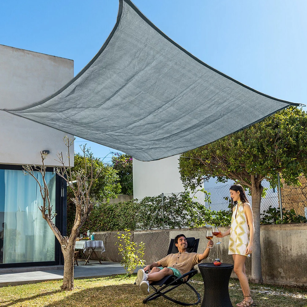Rektangulärt Solsegel med UV-skydd 2x3m - Grå