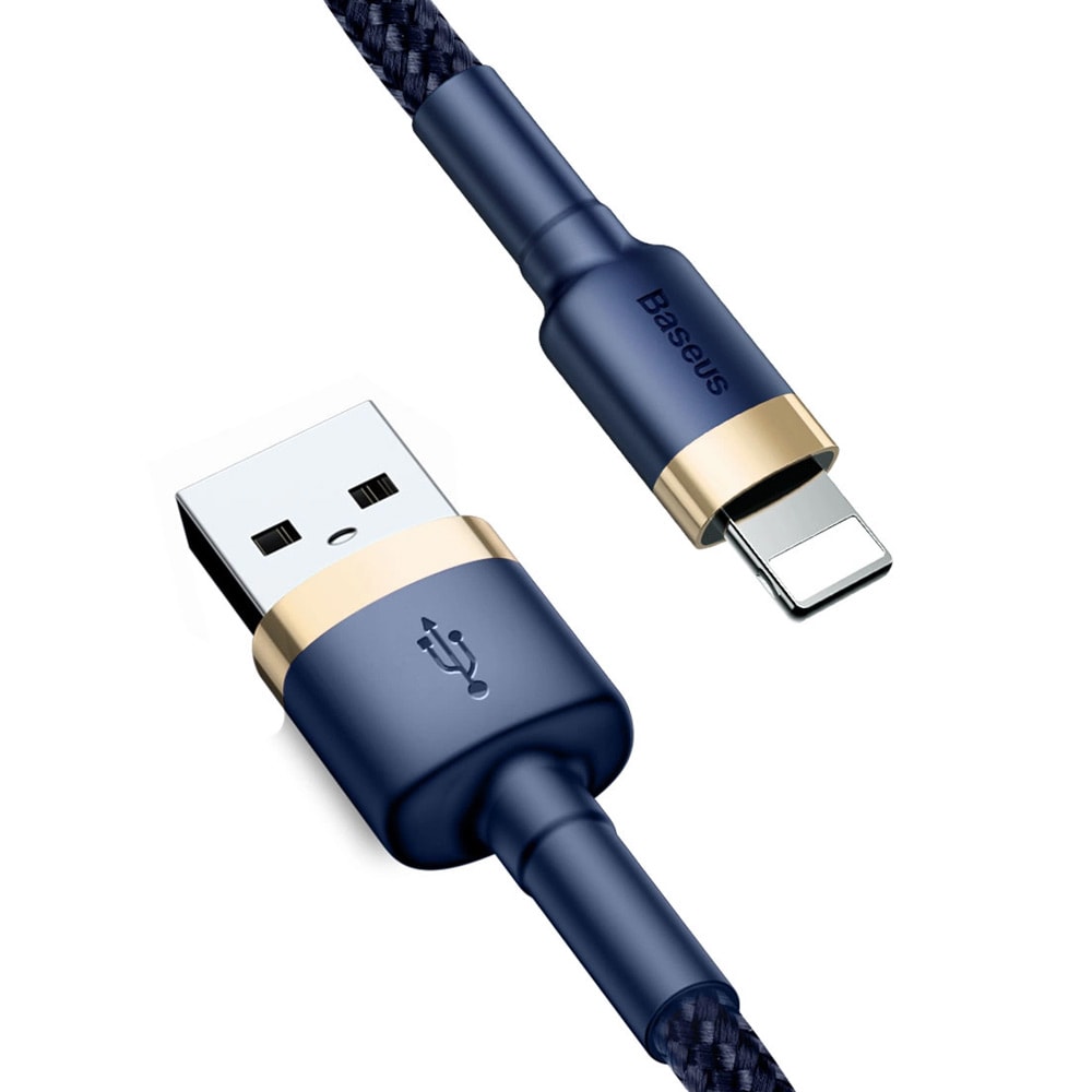 Cafule USB-Kabel USB till Lightning 2.4A QC 3.0 1m - Blå/Guld