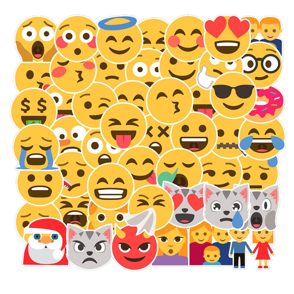 50 klistermärken med emoji-tema för uttrycksfull dekoration