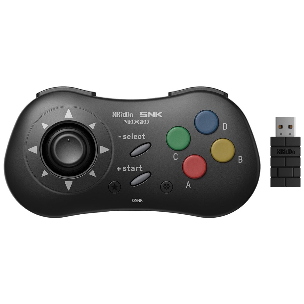 8BitDo NEOGEO trådlös spelkontroll – svart med Bluetooth och 2.4G anslutning