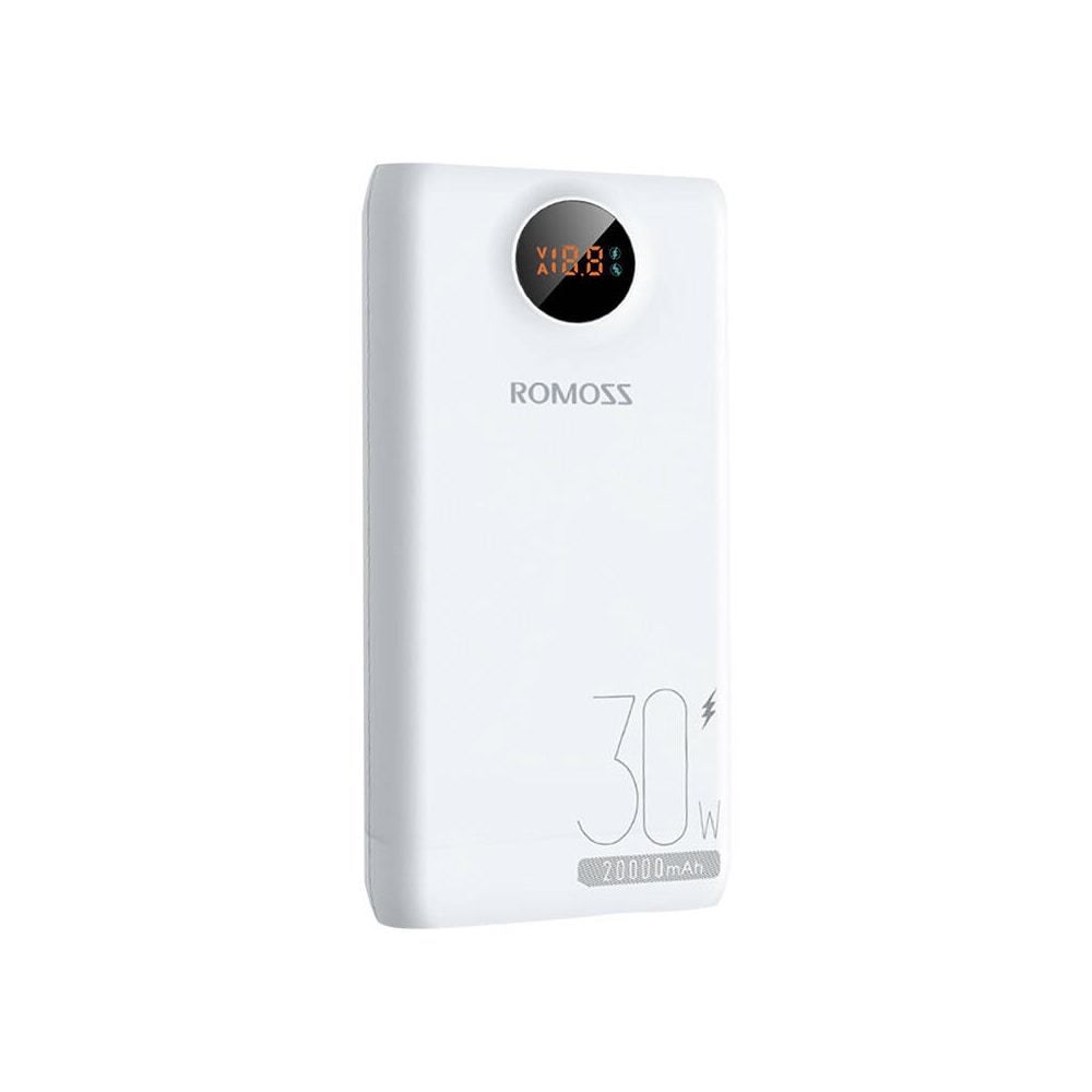 Romoss Pro Powerbank 20000mAh med PD 30W och LED-skärm - Vit