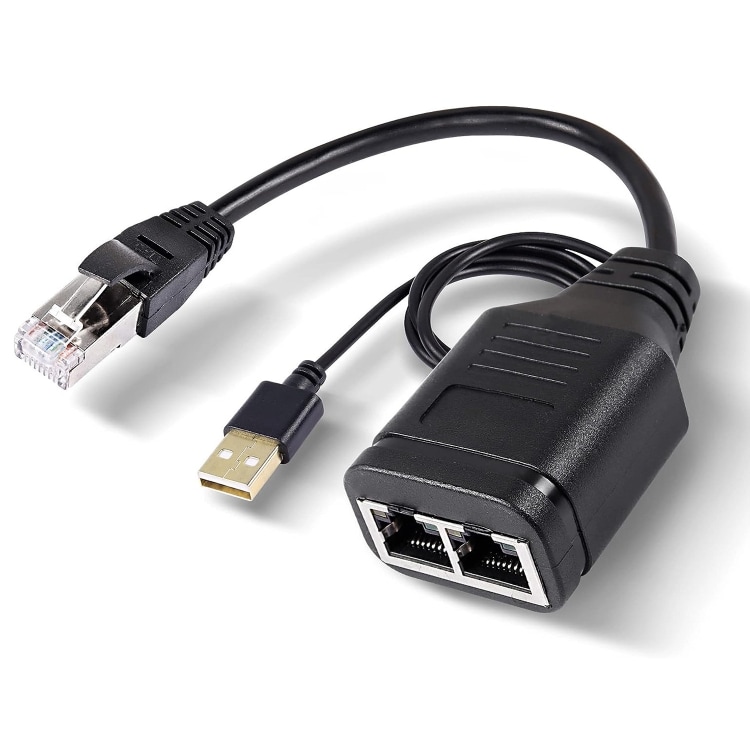 Ethernet-splitter med USB 1xhane till 2xHona