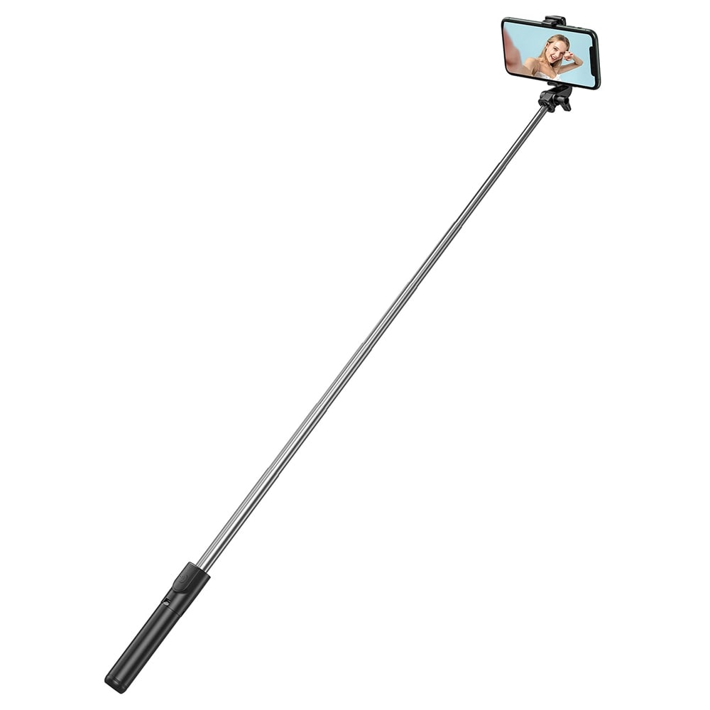 Selfie-stick med teleskophandtag och tripod, 1m - svart