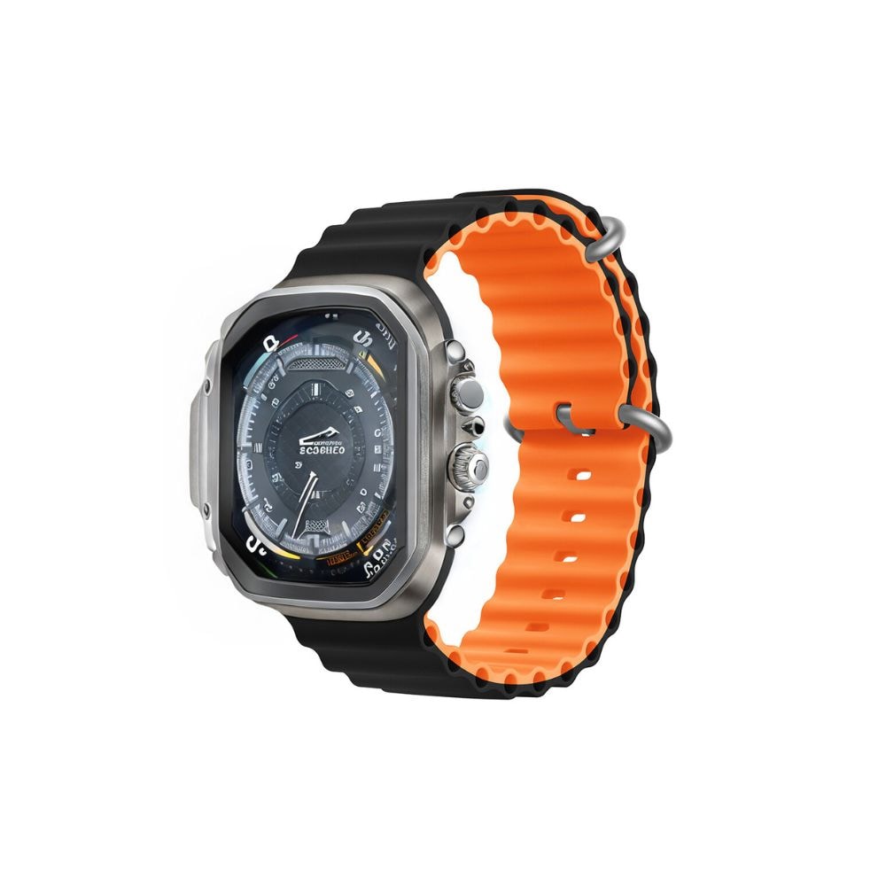 Devia Deluxe Sport6 Armband till Apple Watch 42mm/ 44mm/ 45mm/ 49mm - Svart/Orange