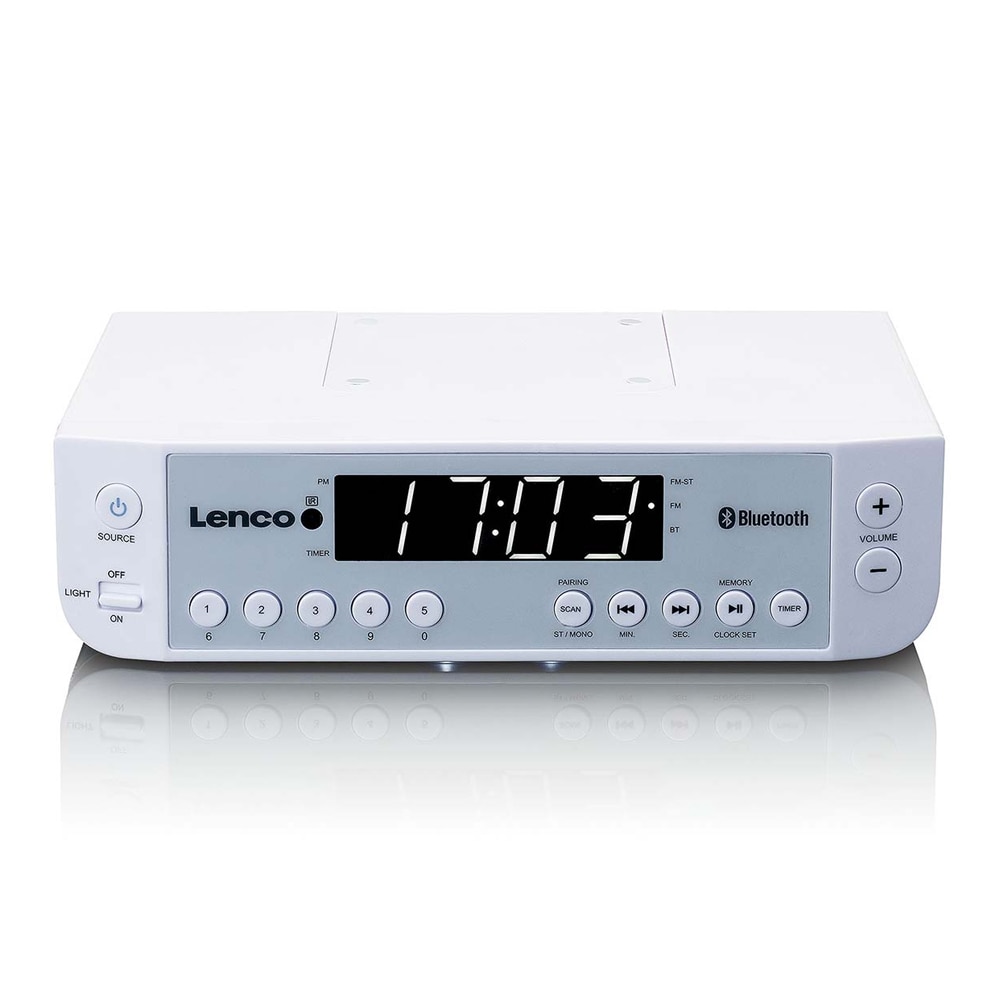 Lenco KCR-100 FM-radio med bluetooth och LED-display – vit