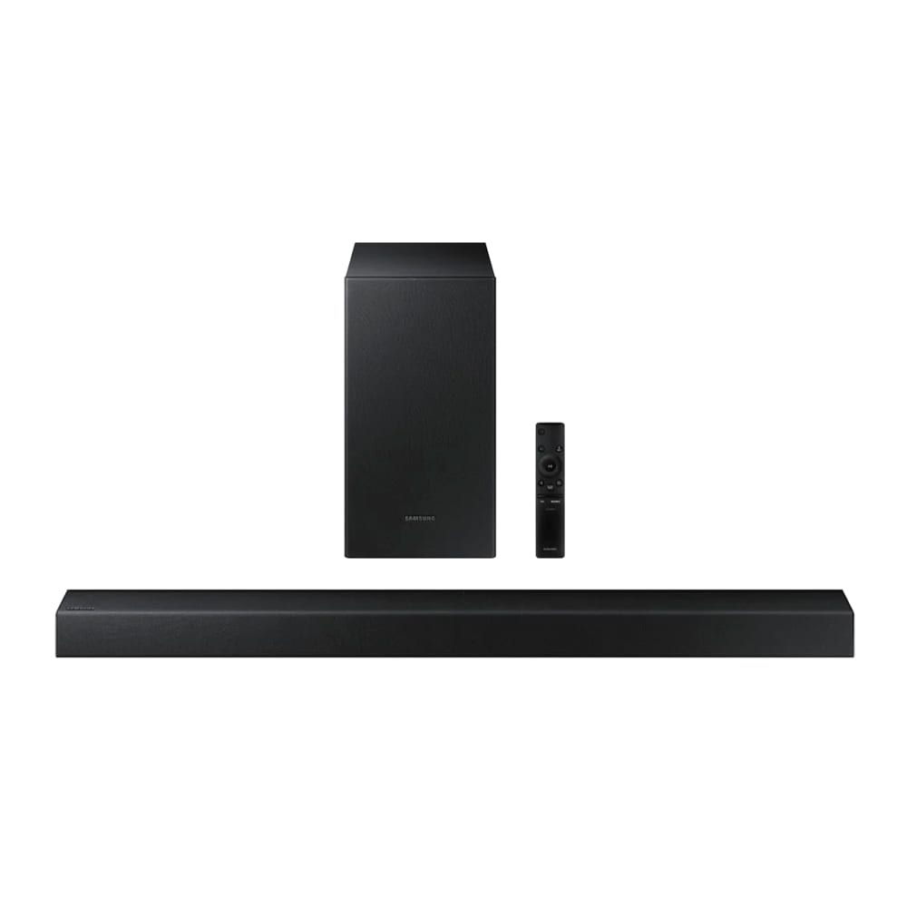 Samsung 2.1 Soundbar HW-T420 med kraftfull ljudkvalitet och trådbunden subwoofer