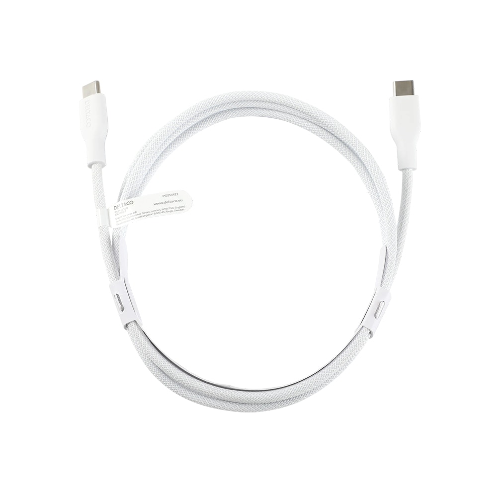 Deltaco USB-C-Kabel 60W 2m - Vit