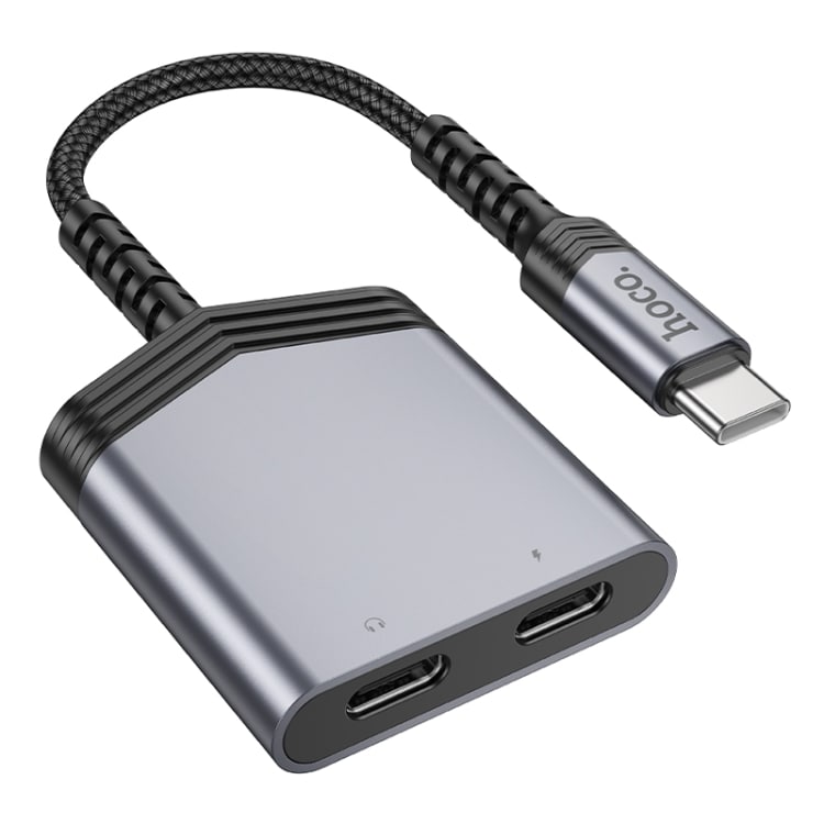 USB-C-adapter 1xUSB-C till 2xUSB-C med stöd för snabbladdning