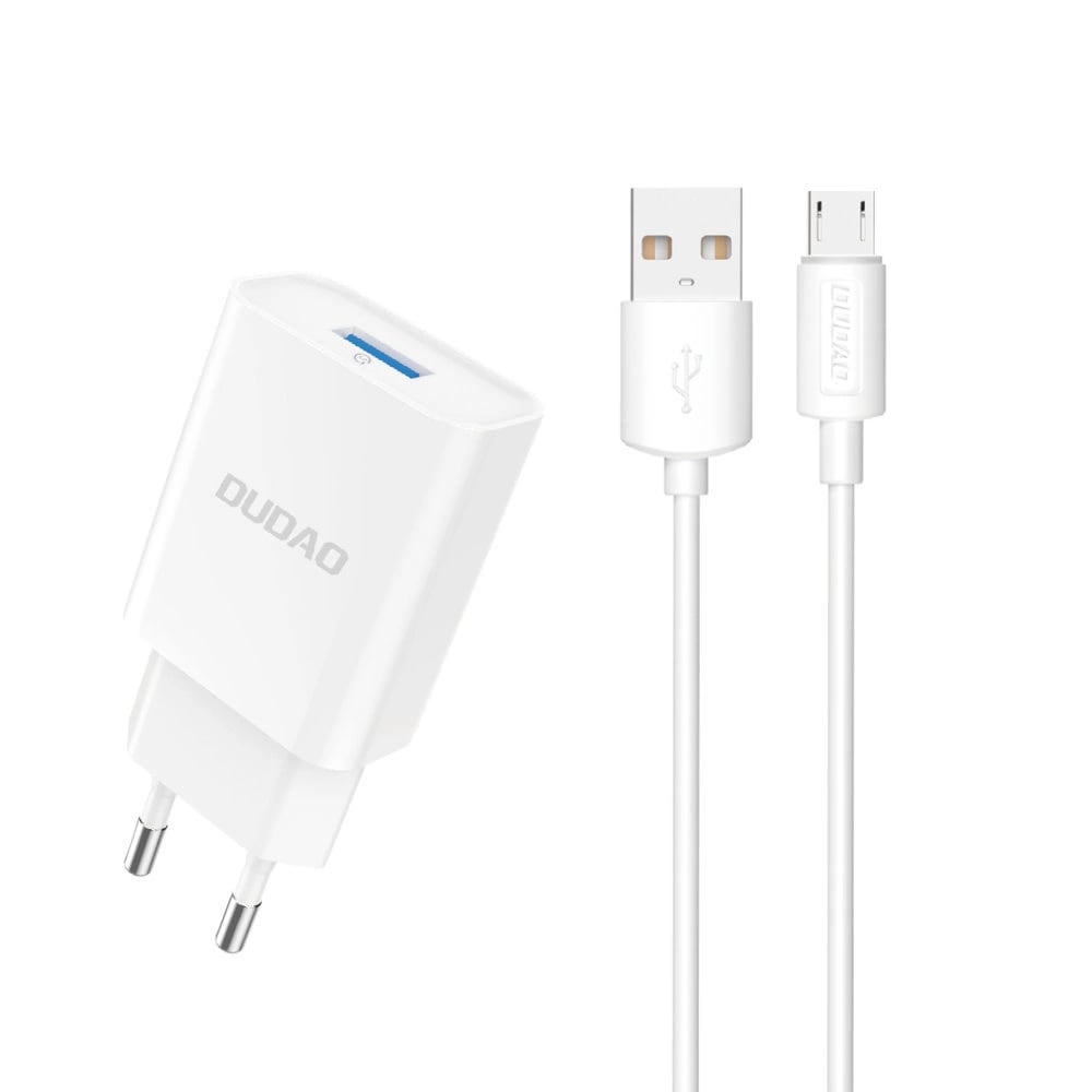 Dudao USB-laddare 2,1A med MicroUSB-kabel för snabb och säker laddning