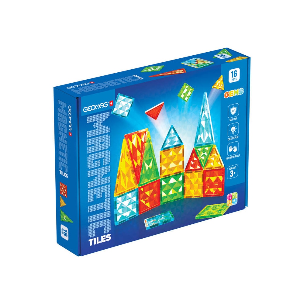 Geomag Magnetic Tiles Gems 16 delar – kreativ lek med magnetiska byggklossar