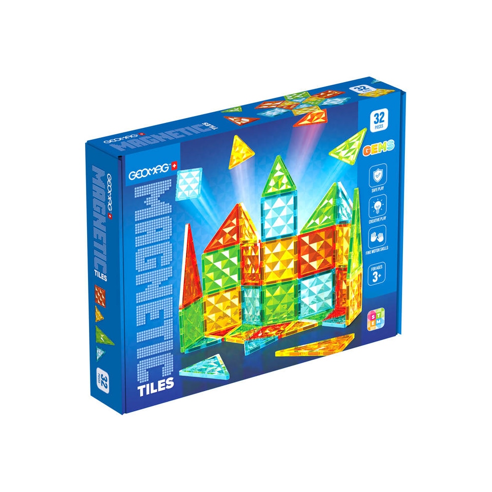 Geomag Magnetic Tiles Gems 32 delar – kreativ lek med magnetiska byggklossar