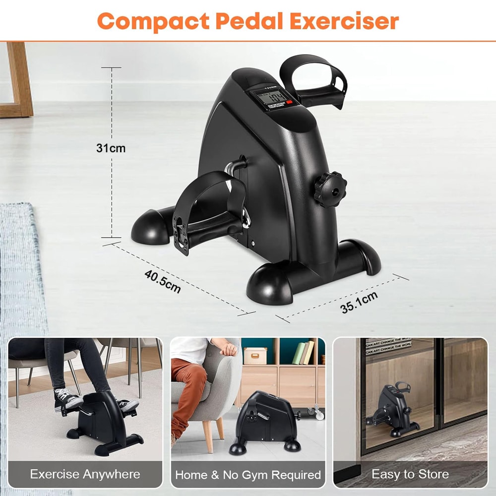 Kompakt motionscykel med multifunktionell pedaltränare